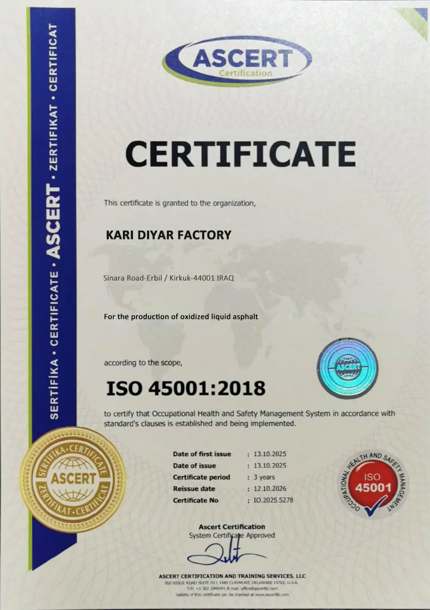ISO 45001:2018 certificate
