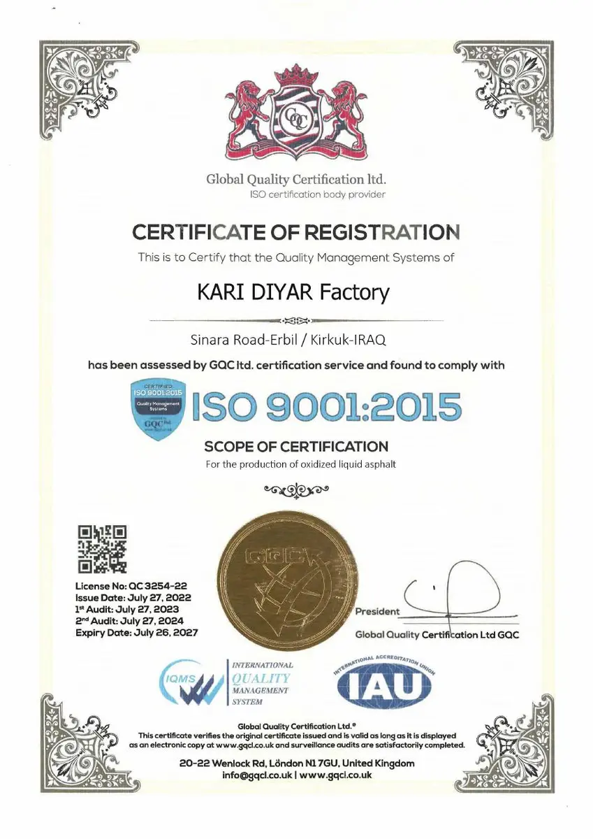 ISO 9001:2015 certificate
