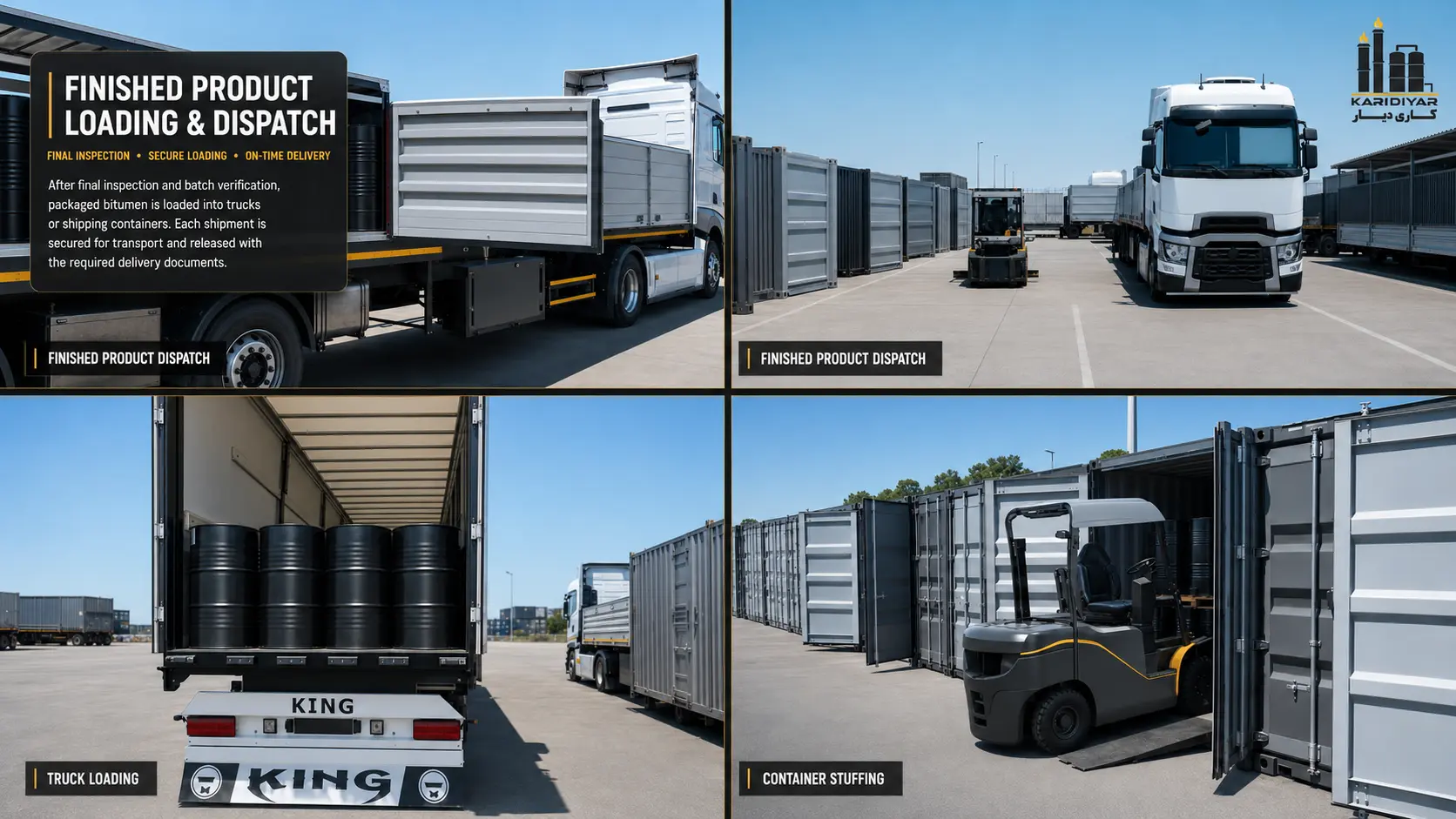 Finished bitumen loading and dispatch